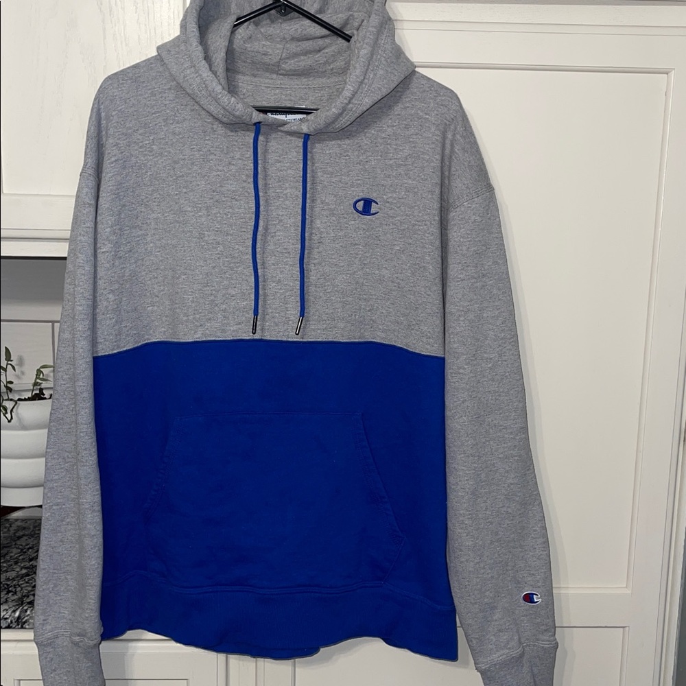Champion Men's Two-Tone Gray and Blue Hoodie‎